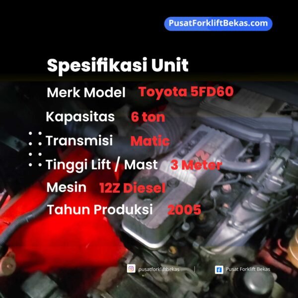 Toyota-5FD60-2005-SPEC Forklift 6 ton Diesel Toyota 5FD60 2005