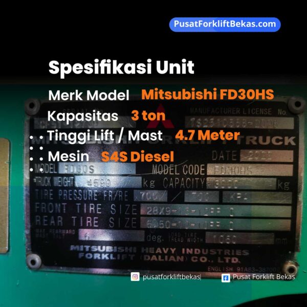 Spesifikasi Forklift Mitsubishi Clasidia 3 Ton